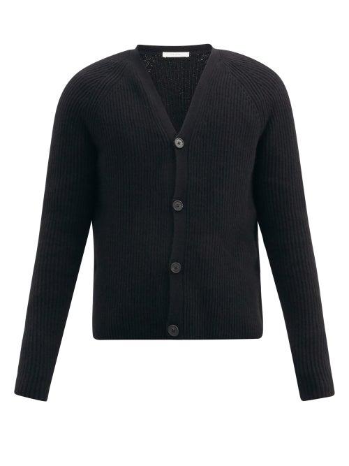 Matchesfashion.com The Row - Francois Ribbed Merino-wool Blend Cardigan - Mens - Black