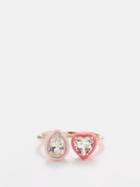 Alison Lou - Cocktail Topaz, Enamel & 14kt Gold Ring - Womens - Pink Multi