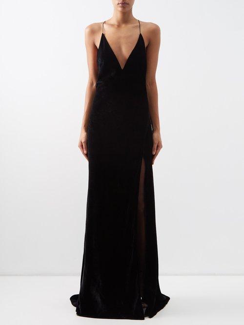 Nili Lotan - Katie Backless Velvet Gown - Womens - Black