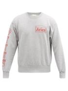 Matchesfashion.com Aries - Column Logo-print Cotton-jersey Sweatshirt - Mens - Grey