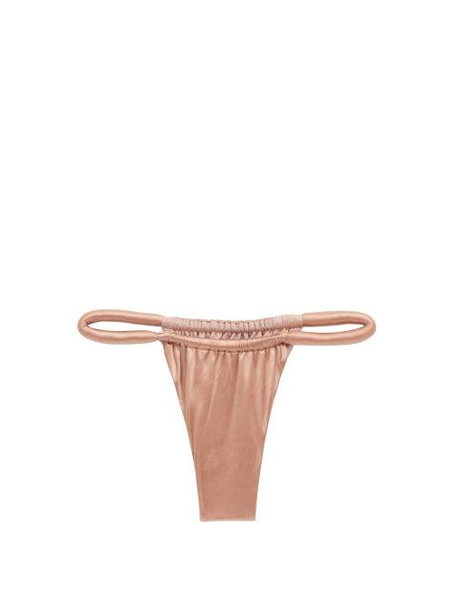 Matchesfashion.com Isa Boulder - Joni Ruched High-cut Bikini Briefs - Womens - Dark Pink