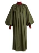 Matchesfashion.com Roksanda - Cressida Bishop Sleeve Cotton Dress - Womens - Green Multi