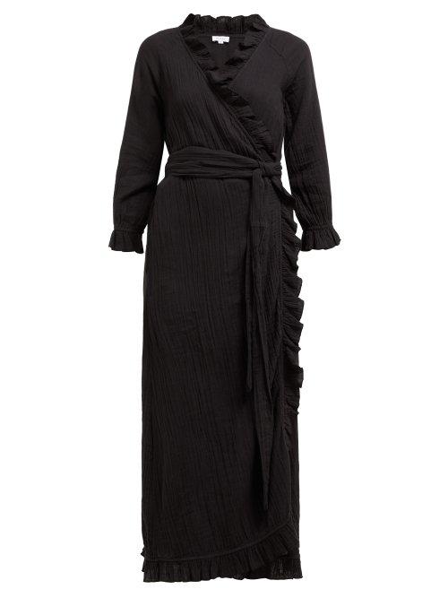 Matchesfashion.com Rhode Resort - Jagger Ruffled Cotton Wrap Dress - Womens - Black