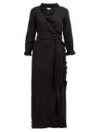 Matchesfashion.com Rhode Resort - Jagger Ruffled Cotton Wrap Dress - Womens - Black