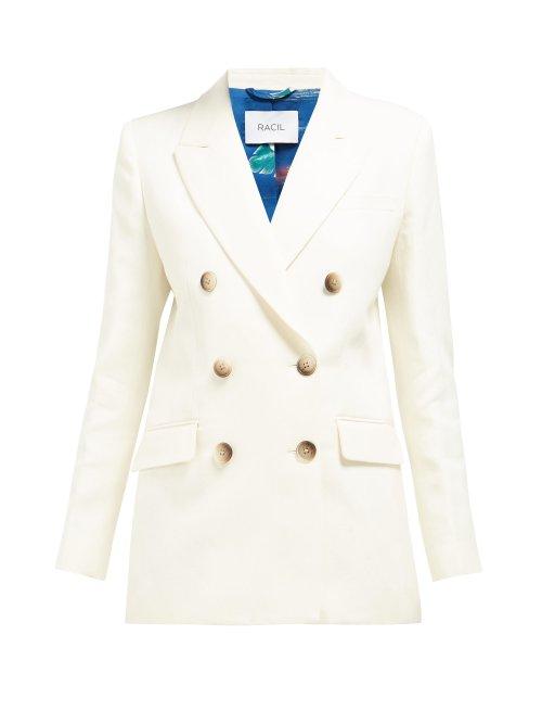 Matchesfashion.com Racil - Harry Double Breasted Cotton Blend Tuxedo Jacket - Womens - Ivory