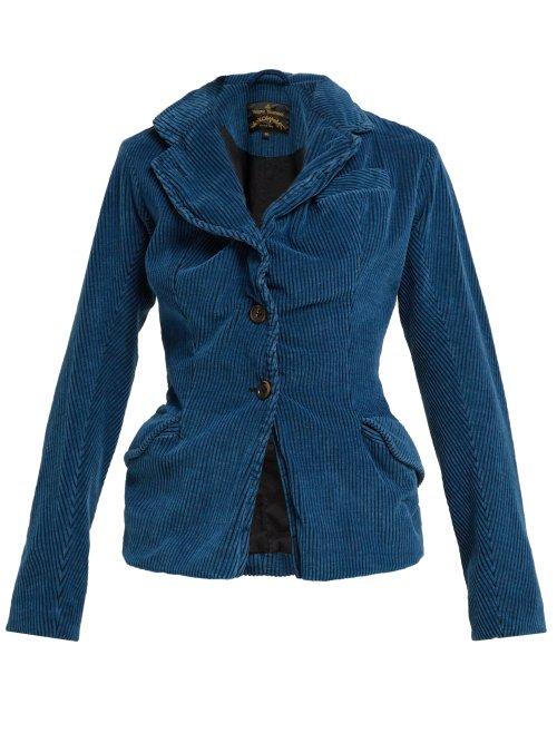 Matchesfashion.com Vivienne Westwood Anglomania - Twisted Corduroy Blazer - Womens - Blue