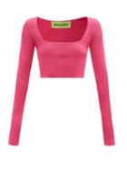 Ladies Rtw Gauge81 - Kama Square-neck Rib-knitted Cropped Top - Womens - Pink