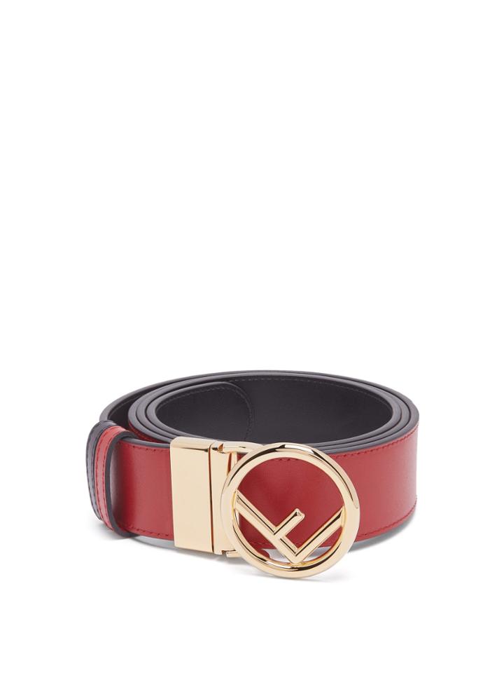 Fendi Logo Buckle Leather Belt