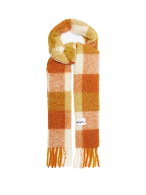Matchesfashion.com Acne Studios - Vally Checked Scarf - Womens - Orange Multi