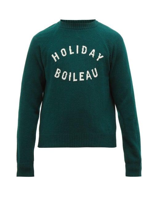 Matchesfashion.com Holiday Boileau - Logo Jacquard Wool Sweater - Mens - Dark Green