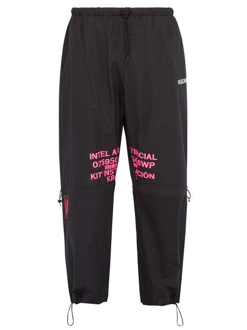 Matchesfashion.com Marcelo Burlon - Text Print Cotton Shell Track Pants - Mens - Black Multi