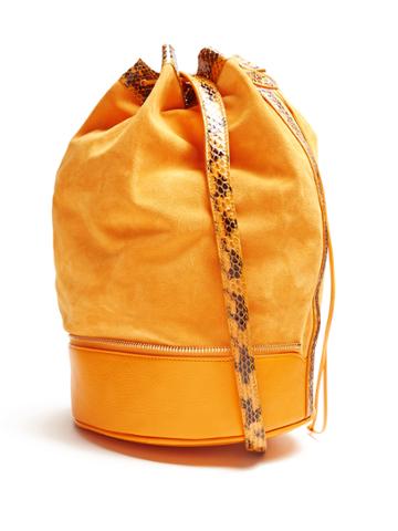 F.e.v. By Francesca E. Versace Almond Self-stowing Suede Bucket Bag
