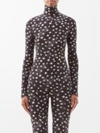 Norma Kamali - High-neck Dotted Jersey Top - Womens - Black & White