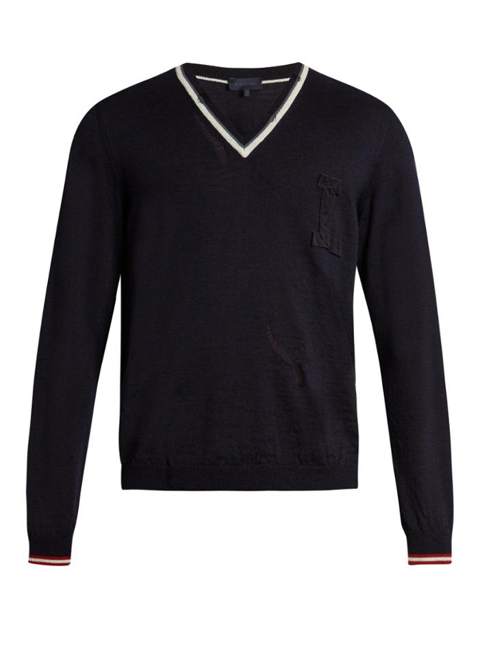 Lanvin L-appliqu Cotton And Wool-blend Sweater