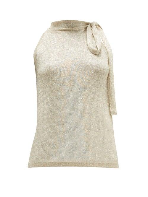Matchesfashion.com Missoni - Side Tie Lam Halterneck Top - Womens - Gold