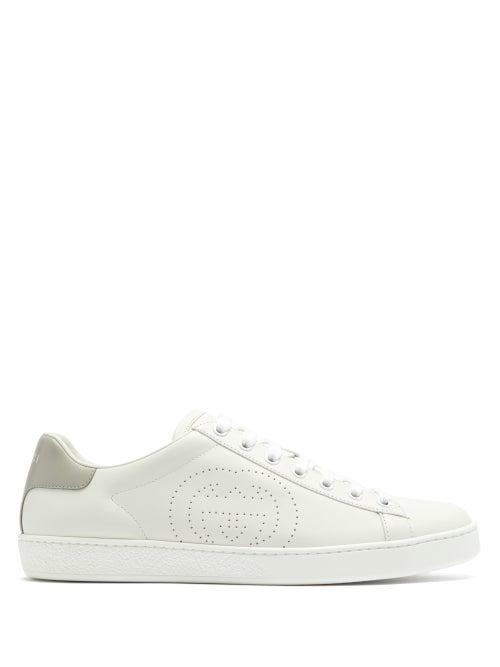Matchesfashion.com Gucci - Ace Perforated Logo Leather Trainers - Womens - White