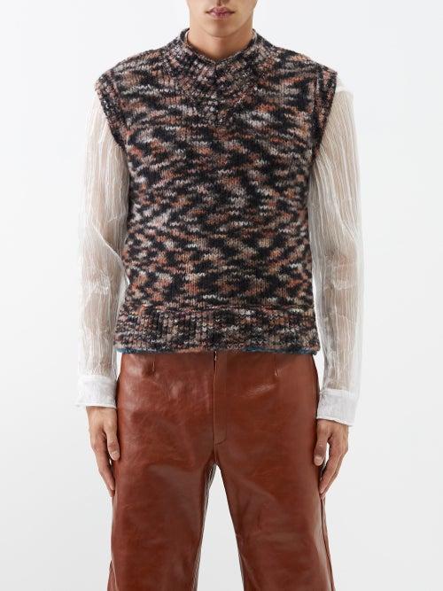 Namacheko - Gudea Layered-hem Merino-blend Vest - Mens - Black White