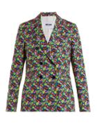 Matchesfashion.com Msgm - Floral Print Cotton Twill Blazer - Womens - Black Multi