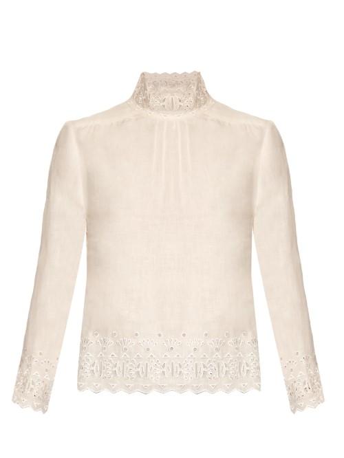 Bliss And Mischief High-neck Linen Blouse