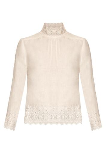 Bliss And Mischief High-neck Linen Blouse