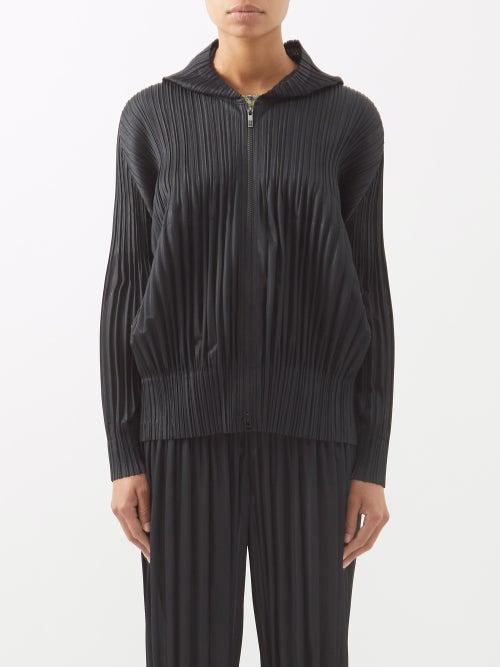 Pleats Please Issey Miyake - Technical-pleated Hooded Jacket - Womens - Black