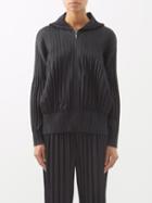 Pleats Please Issey Miyake - Technical-pleated Hooded Jacket - Womens - Black