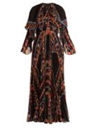 Etro Makalu Geometric-print Pleated Chiffon Gown