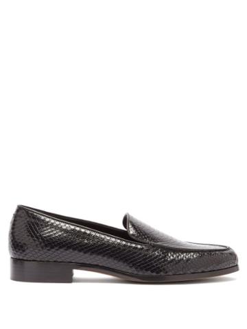 Matchesfashion.com Emme Parsons - Danielle Python-embossed Leather Loafers - Womens - Black