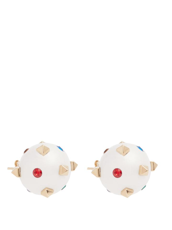 Valentino Rockstud And Crystal-embellished Sphere Earrings
