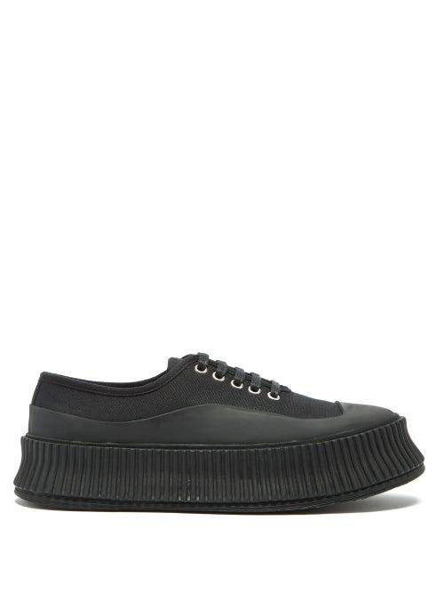 Matchesfashion.com Jil Sander - Ribbed-sole Canvas Trainers - Womens - Black Navy