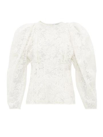 Matchesfashion.com Givenchy - Puff Sleeve Cotton Blend Chantilly Lace Top - Womens - White