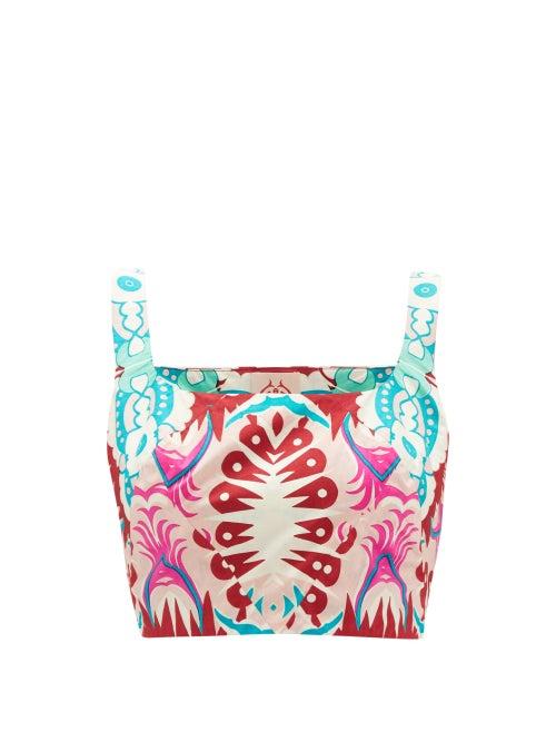 Matchesfashion.com Le Sirenuse, Positano - Cinderella Fish Tail-print Cotton Crop Top - Womens - Pink Print
