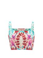 Matchesfashion.com Le Sirenuse, Positano - Cinderella Fish Tail-print Cotton Crop Top - Womens - Pink Print