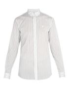 Matchesfashion.com Givenchy - Monogram Embroidered Pinstriped Cotton Blend Shirt - Mens - Black White