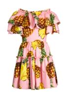 Dolce & Gabbana Pineapple-print Ruffled-panel Cotton Dress