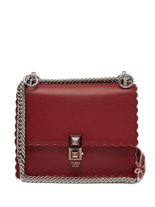 Matchesfashion.com Fendi - Kan I Small Leather Cross Body Bag - Womens - Red