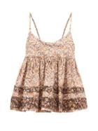 Matchesfashion.com Kika Vargas - Ramone Peplum Star-print Cotton-blend Top - Womens - Pink