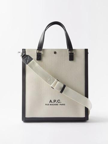 A.p.c. - Camille Leather-trimmed Canvas Tote Bag - Womens - White Black