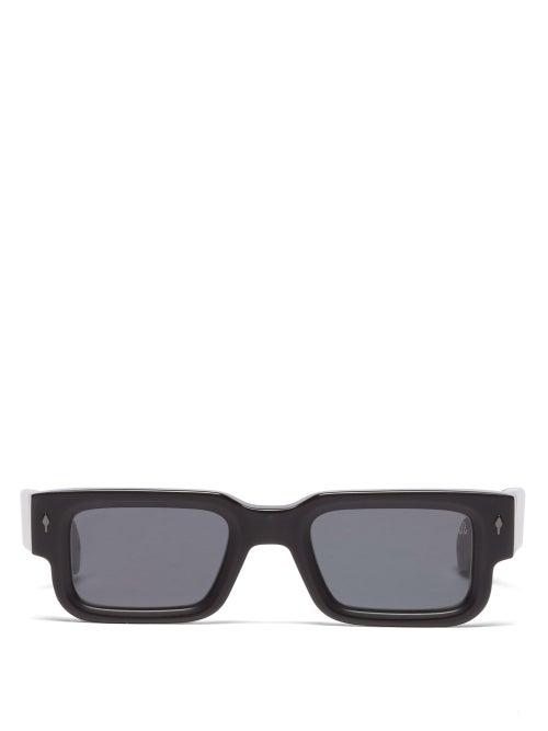 Matchesfashion.com Jacques Marie Mage - Ascari Rectangle Acetate Sunglasses - Mens - Black