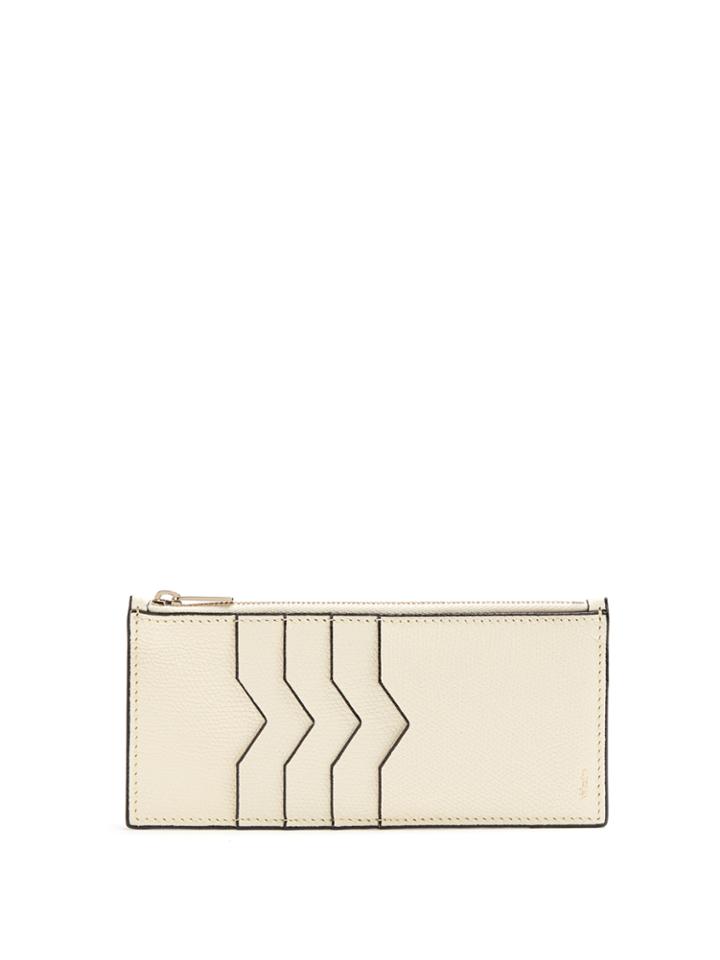 Valextra Contrast-edge Grained-leather Coin Purse