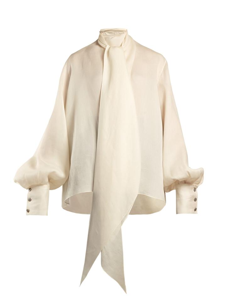 The Row Asta Pussy-bow Silk Blouse