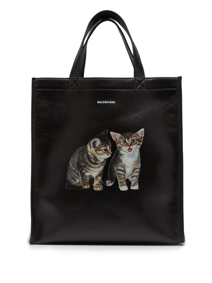 Balenciaga Kitten-print Leather Tote