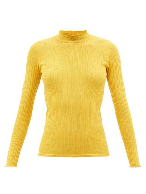 La Fetiche - Booth Rib-knitted Cotton Roll-neck Sweater - Womens - Yellow