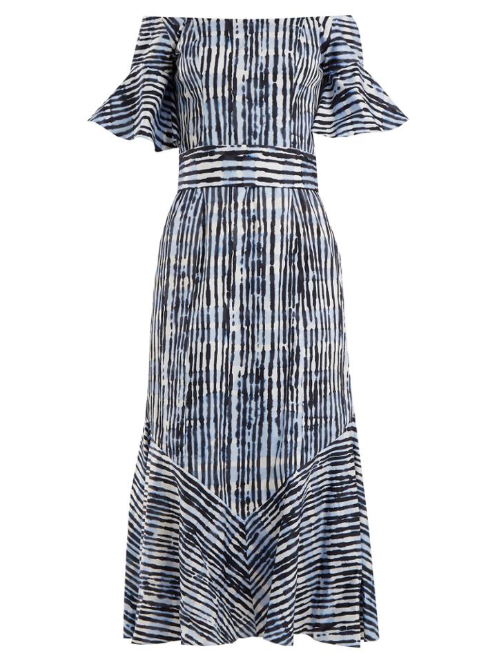 Goat Fantasy Batik-striped Print Cotton-blend Dress