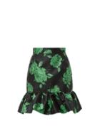 Matchesfashion.com Msgm - Floral Jacquard Ruffle Hem Mini Skirt - Womens - Black Multi