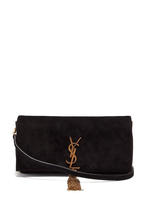 Matchesfashion.com Saint Laurent - Kate Tasselled Suede Cross-body Bag - Womens - Black