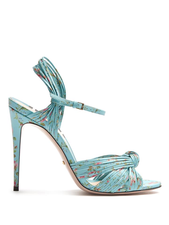 Gucci Allie Floral-print Leather Sandals