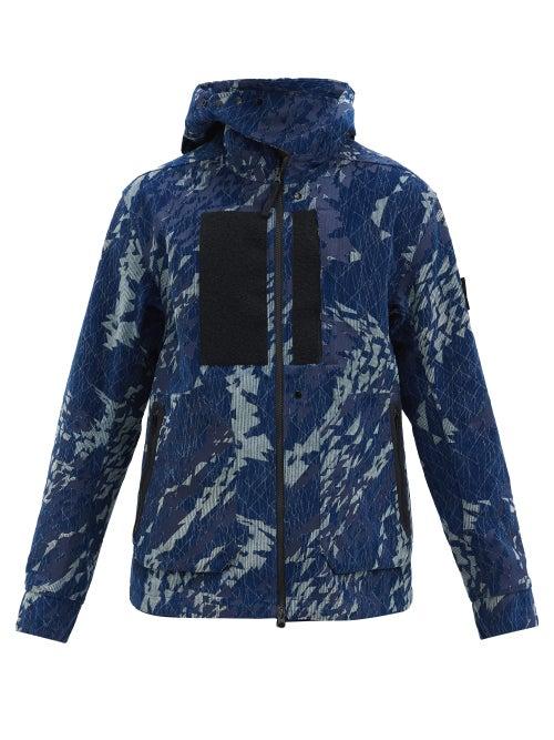 Matchesfashion.com Stone Island Shadow Project - Geometric-print Cotton-corduroy Hooded Jacket - Mens - Navy