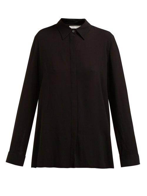 Matchesfashion.com The Row - Carla Long Sleeved Twill Shirt - Womens - Black