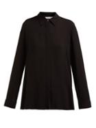 Matchesfashion.com The Row - Carla Long Sleeved Twill Shirt - Womens - Black